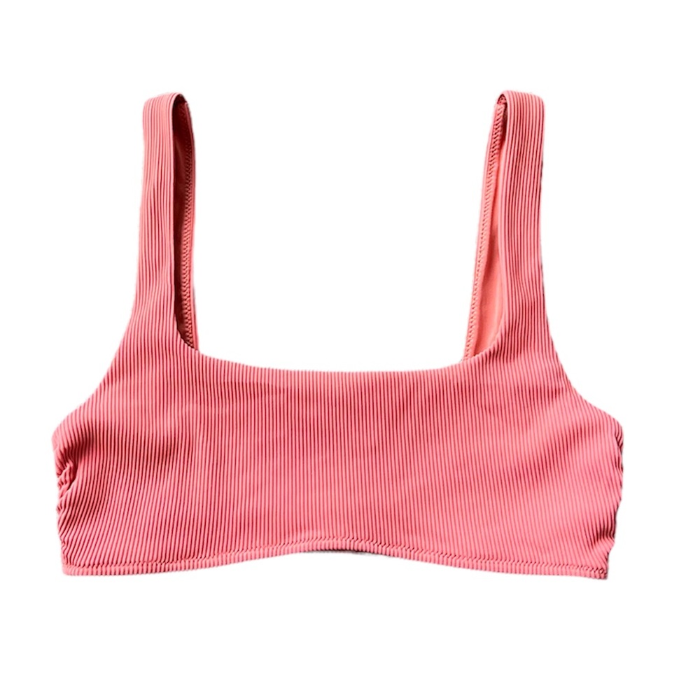 coral ribbed bikini top
